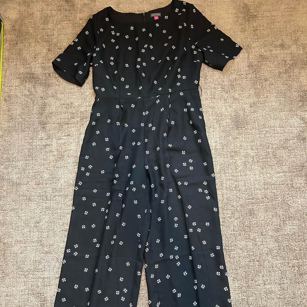 Vince Camuto Black Jumpsuit with Cream Floral Details